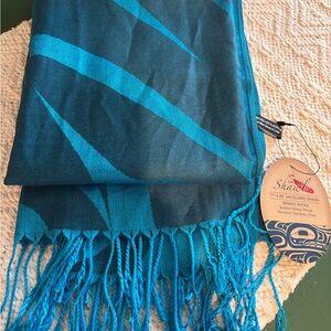 Northwest Teal and Black Shawl